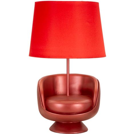 Lampe de chevet en résine rouge, diam. 26x43 cm – Midcentury (1/5)