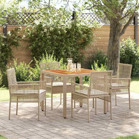 Garten Essgruppe 5 pcs Beige Poly-Rattan