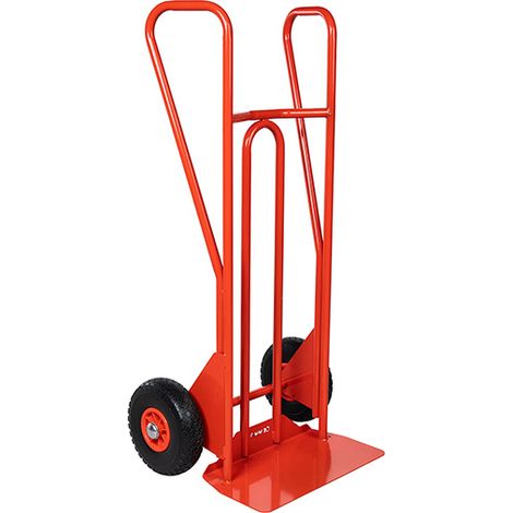 Diable manutention en acier poignées fermées et bavette fixe - Charge max 250kg - Roues pneumatiques - 810210021 (1/2)