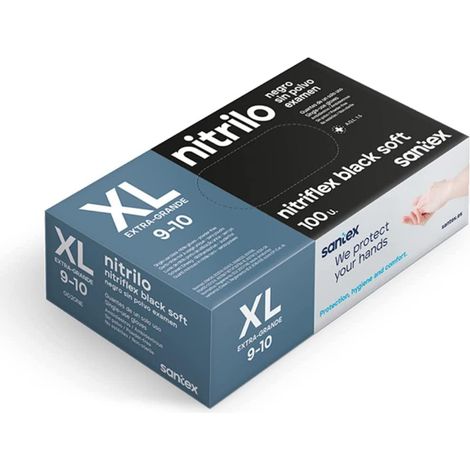 Santex Nitriflex Black Soft Pack de 100 Gants d'examen en Nitrile Taille XL