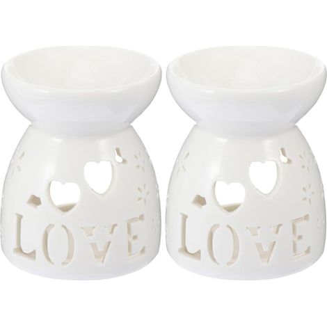 Brûleurs D'aromathérapie Faciles à Utiliser Lot de 2 en Céramique Blanche, Diffuseurs de Parfum pour Étude ou de Pendaison de Crémaillère (1/5)
