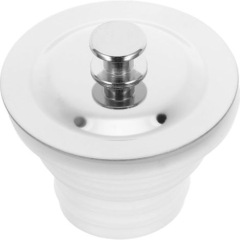 Bouchon vidange lavabo, inox/caoutchouc, blanc, anti-fuite (1/5)