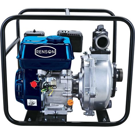 Renson – Motopompe haute pression pour eaux claires – Débit max 30m3/h – Hauteur de relevage 28m – Moteur essence 4 CV – Pompe centrifuge auto-amorçante (1/4)