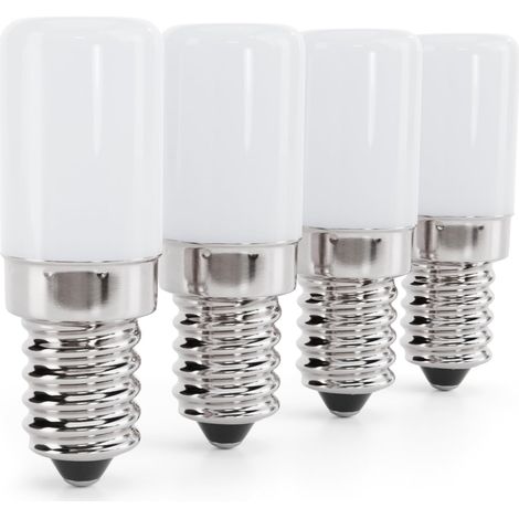 4x Ampoule Frigo LED E14 2W - Ampoules LED E14 pour Frigo, Congelateur, Refrigerateur, Machine a Coudre, Lampe de Sel - Ampoule LED E14 avec 100 Lumens, 6000K & 25.000h de Durée de Vie