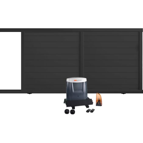Portail coulissant électrique PVC anthracite H 160 x L 250 ARLES - ouverture vers la gauche (1/5)