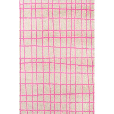 Tapis intérieur extérieur rose motif géométrique antidérapant - 80 x 150 cm (1/5)