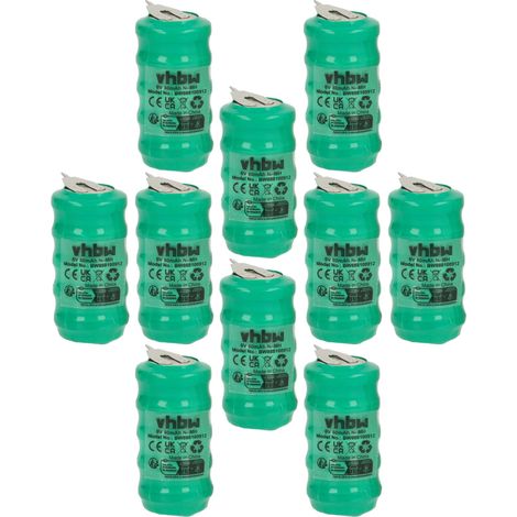 vhbw 10x NiMH Ersatz Knopfzellen-Akku Typ V80H 2-Pins 80mAh 6V kompatibel mit Modellbau-Akkus, Solar-Leuchten uvm.