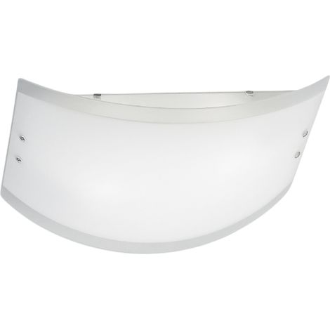 Applique da soffitto Lecce in vetro satinato bianco 45x34cm, 2 luci E27 max 52W, IP20, Montatura metallo con dettagli cromo, lampadina esclusa (1/3)