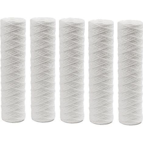 Jetly – Lot de 5 cartouches filtrantes en coton 25µ – Filtration optimale jusqu'à 40°C – Débit 1000L/h – Compatible systèmes filtration (1/2)