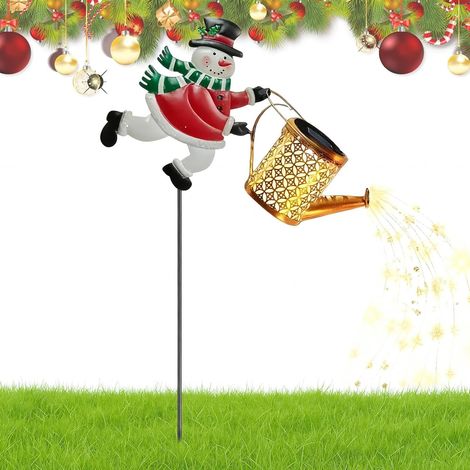 Arrosoir solaire de Noël  Bonhomme de neige décoratif solaire Bouilloire lumineuse – Éclairage de paysage étanche  Pour jardin, terrasse, jardin, porche, pelouse, cour, aménagement paysager (1/5)