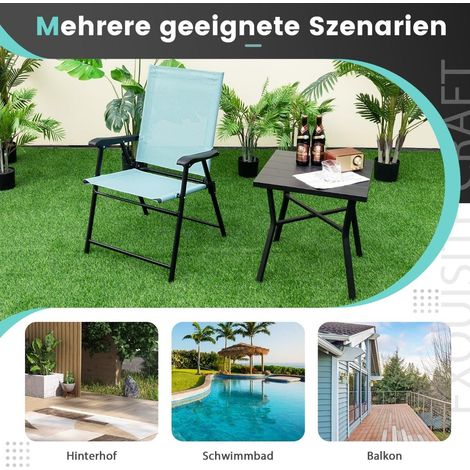 2er-Set klappbare Terrassenstühle in Mintgrün - 65 x 60 x 93 cm