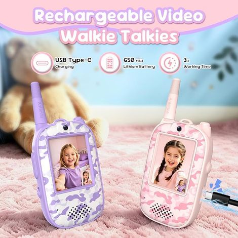 Talkie‑Walkie Rechargeable pour Enfants, Jouet pour Enfants Rose Violet (1/3)