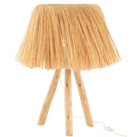 Lampe en bois et herbe naturelle esprit bord de mer - Naturel bois clair et fibres végétales (1/5)
