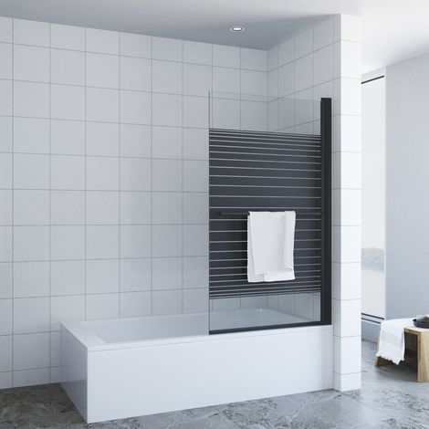 Badewannenaufsatz 80x140 cm 1 Teilig Glas Duschwand mit Handtuchhalter, 5 mm Einscheiben-Sicherheitsglas (ESG) mit Lotus-Effekt Nanobeschichtung, Spritzschutz im Bad, ohne bohren (1/5)