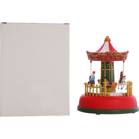 Boîte à musique lumineuse mini Noël, carrousel avec grande roue animée, décoration de bureau romantique pour cadeau de fête (1/5)