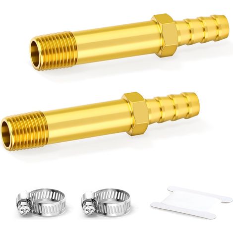 2PCS Raccord laiton à olive, filetage mâle 1/8" BSP vers olive 10mm, longueur 75mm, connecteur étendu pour systèmes air et fluides (1/5)