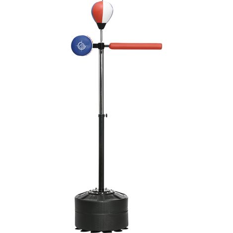 Support de boxe réglable en hauteur, barre de réflexes, gant de frappe, balle de vitesse, base lestable, 80,5 x 48 x 163-205 cm