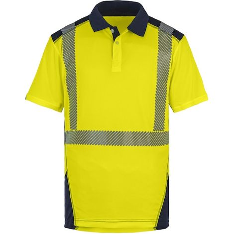 Polo haute visibilité BORNEO jaune/marine - XL - T2S