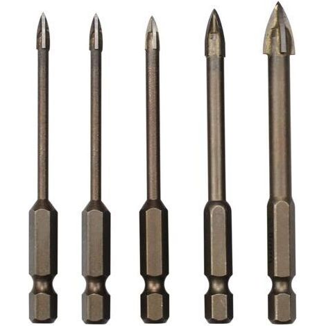Lot de 5 Triangle Foret Set, Forets pour Carrelage en Carbur, Outil de Forage Universel Efficace pour Verre, Carrelage, Béton, Marbre et Céramique(3/4/5/6/8mm) (1/5)