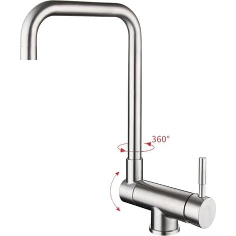 Robinet de cuisine pliable, robinet d'évier pliable, robinets de cuisine cachés, robinet de cuisine pour évier de fenêtre intérieure, robinet pliable (couleur acier inoxydable) (1/4)