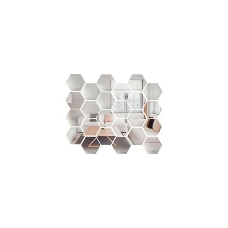 24 Pièces Hexagonal Miroir Mural Autocollant, 126 x 109 x 63mm Miroir Adhesif Mural, Miroir Acrylique pour DIY Maison Chambre Salon Décor TV Fond Décoration Décor (1/5)