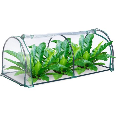 Foliengewächshaus, Stecksystem, aufrollbare Tür, H x B x T: 50 x 130 x 60 cm, Stahl & PVC, transparent, grün