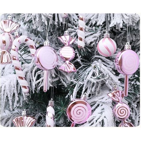 Boule De Noël - 18 Pièces - En Plastique Incassable - Motif Rayé Bleu Et Blanc - Pour Arbre De Noël Guirlande Et Couronne - Lot Complet (1/4)