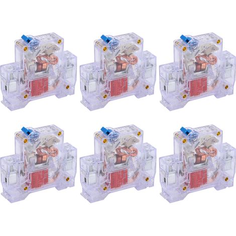 DZ47-63 2P 6-63A modularer Leitungsschutzschalter, transparent, Miniatur-Automatikschalter, Schutzschaltung, 6er-Packung (1/5)
