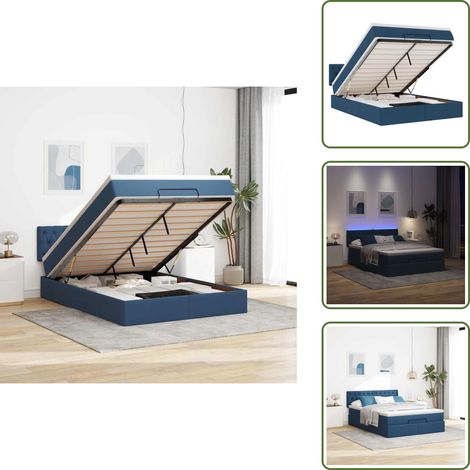 Coprimaterasso - vidaXL Pouf Letto con Materasso e LED Blu 140x190 cm - Letto con testiera