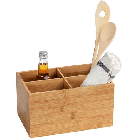 WENKO Bambus Box Terra 4 Fächer, übersichtliche Aufbewahrung, Braun, Bambus natur (1/5)