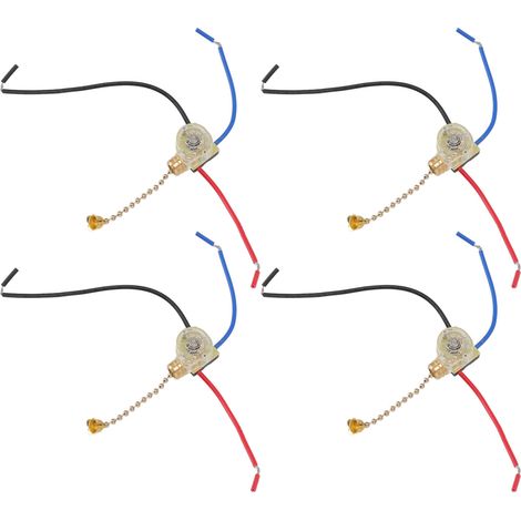 Lot de 4 interrupteurs à chaînette pour ventilateur de plafond, 3 fils, 250 V/125 V, couleur or. (1/5)