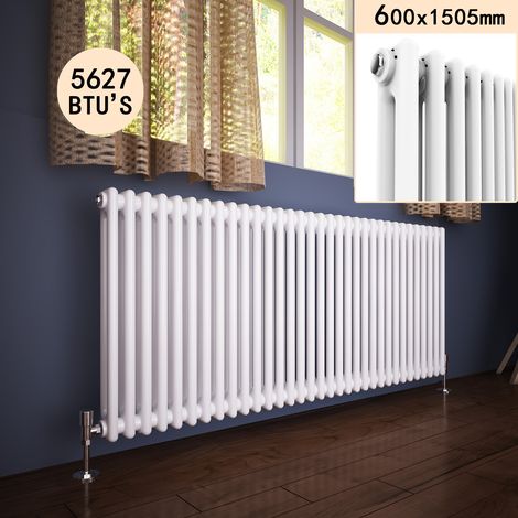ELEGANT 600 x 1505 mm Traditional Column Radiators Horizontal Double Panel Cast Iron Central Heating Rads (1/5)