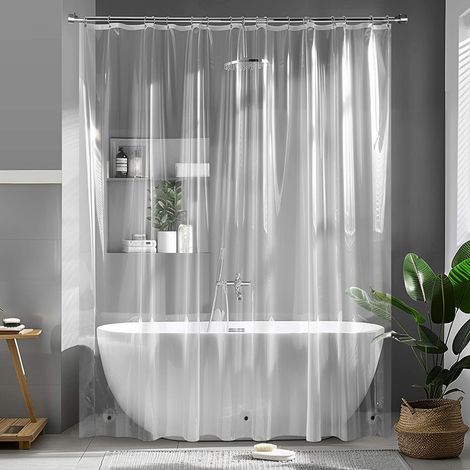 1 Rideau de douche,Matériau EVA,Transparent,Anti-moisissure,200x240 cm,Salle de bain