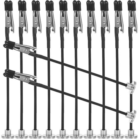 Pince crocodile électrique, 12 pièces, inox, noir, pour test (1/5)