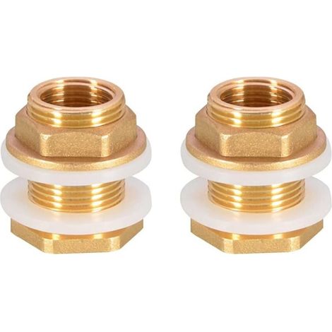 YMYNY 2 Stück DN20 3/4 Messing Wassertank Wasserrohrverschraubung Adapter Wasserhahn Regeneimer Basis Messing Tank Basis für Wasserhahn Regeneimer Wassertank (1/4)