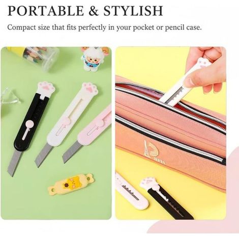 Couteau Utilitaire - Lame Rétractable En Acier Au Carbone - Forme Patte De Chat - Pour Emballages Et Papier - 4 Pièces (1/5)