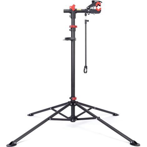 Support de montage de vélo réglable en hauteur - Support de réparation rotatif à 360° avec grand plateau à outils - Robuste pour VTT, vélos jusqu'à 30 kg (noir) (1/5)