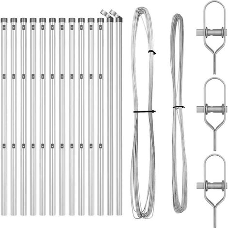 Poteau de clôture. 13 pcs Argenté Acier (1/5)
