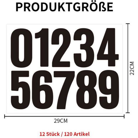 Autocollants Numériques Vinyle-12, Noir,Standard, 0 à 9 Résistant Intempéries, Boîte Lettre Panneau Maison Numéro, Lumiryn (1/5)