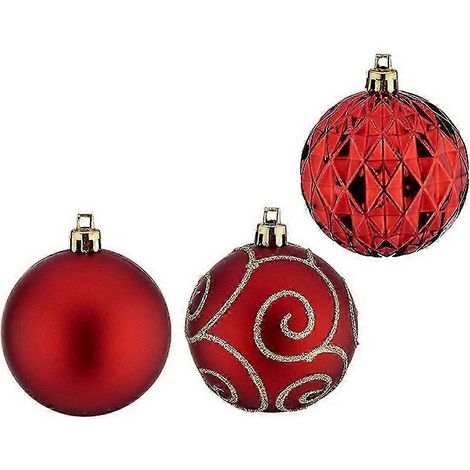 Boules de Noël en PVC rouge, 6 cm, lot de 6. (1/5)
