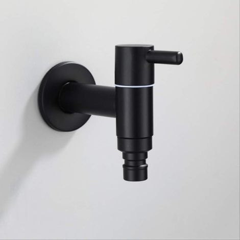 304 Acier Inoxydable Robinet Jardin Extérieur, Noir Mat pour Machine à Laver (1/5)