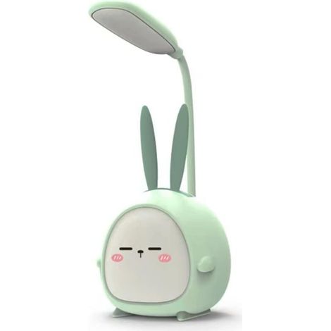 Portable Led Desk Lamp with Night Light Cute Rabbit Foldable USB Rechargeable Reading Lamp for Kids Bedroom Bedside Office (Green Rabbit)