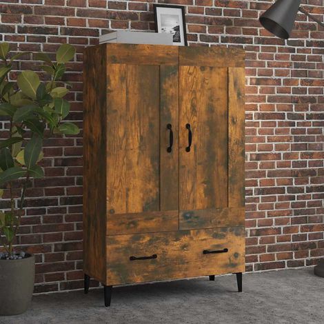 Beyamis Highboard Chêne fumé 70x31x115 cm Bois d'ingénierie (1/5)