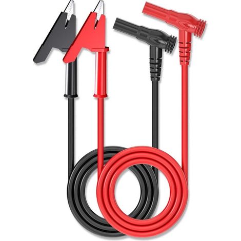 Fils de Test multimètre fiche banane à Angle droit vers pinces crocodile fils de cable de Test souples pour les tests électriques paquet de 2 3,3 pieds/1 m (1/3)