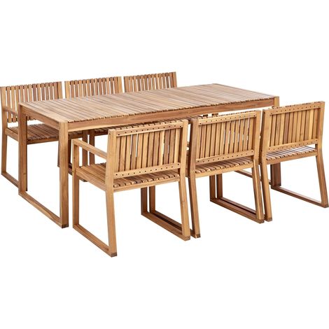 Garden Dining Set 6 Seater SASSARI II Certified Acacia Wood Light Brown