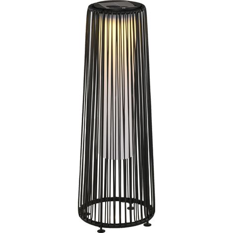 Lampe solaire de jardin avec capteur de luminosité, étanche, LED automatique, noire, 21,5 x 21,5 x 61 cm, idéale pour le jardin et la terrasse.