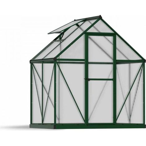 Greenhouse Mythos 6 x 4 - Polycarbonate - L126 x W185 x H208 cm - Green