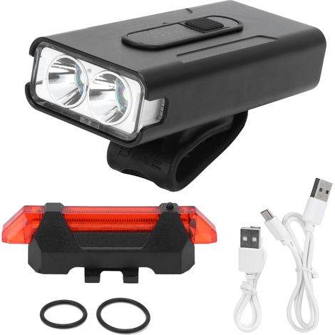 Éclairage vélo USB rechargeable phare et feu arrière pour bicyclettes vélos électriques exploration extérieure camping (1/5)