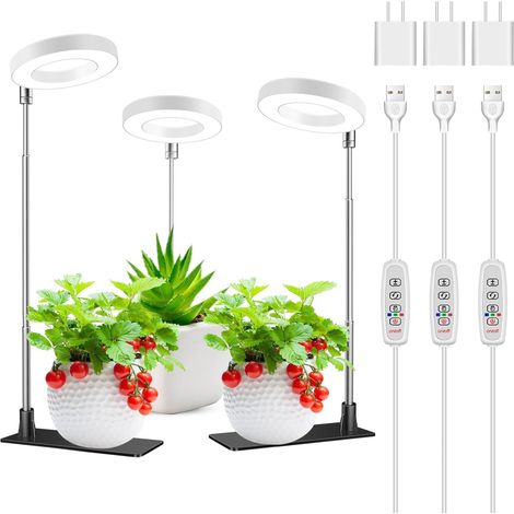 Weißes Pflanzenwachstumslicht mit 16–65 cm Teleskopstange 3 mit Netzteil Warmweißlicht Timereinstellung (1/5)