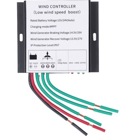 Contrôleur d'éolienne MPPT 100-400W 12V 24V, générateur à correspondance automatique avec indicateur LED (1/5)